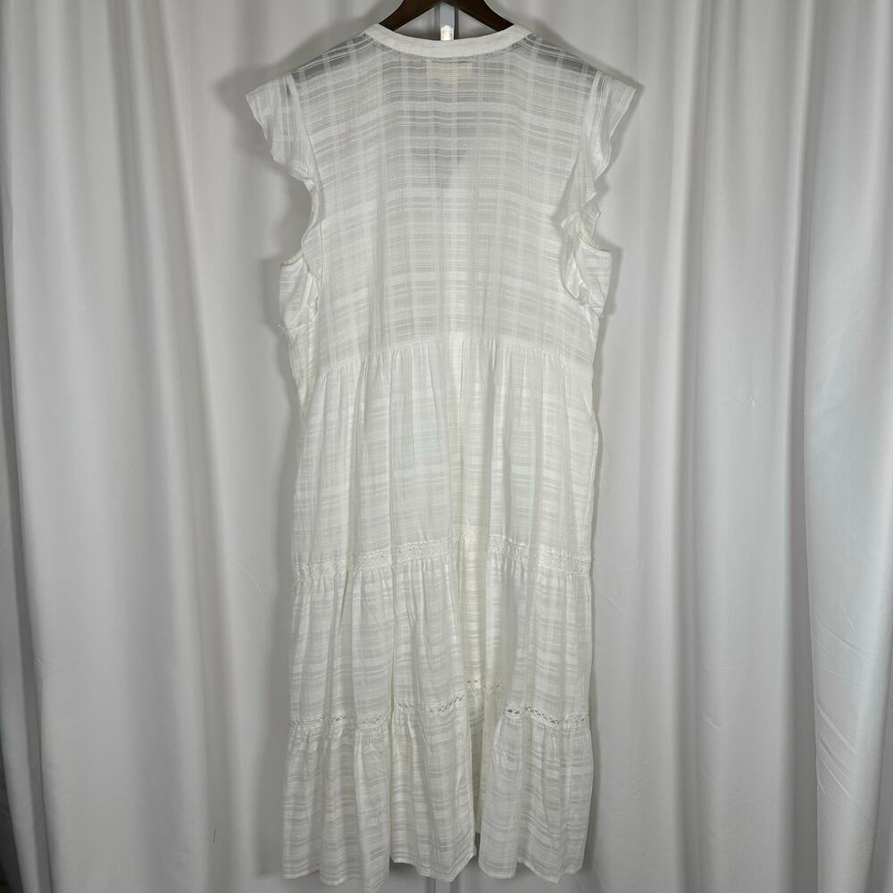 Nurture by Westbound White V-neck Tiered Maxi Dress Flutter Sleeves 1X‎ - Picture 6 of 9